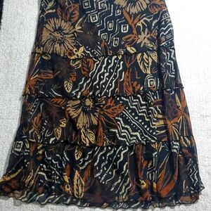 23rd St Size XL Black Brown Ruffled Lined Skirt